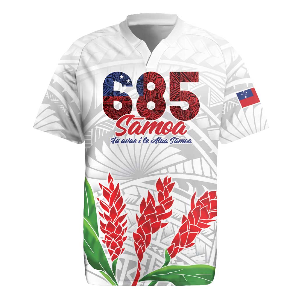 Personalised Samoa 685 Rugby Jersey Teuila Flower With White Samoan Tattoo