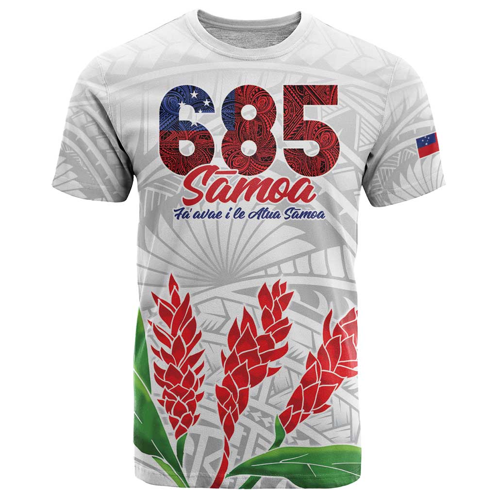 Personalised Samoa 685 T Shirt Teuila Flower With White Samoan Tattoo