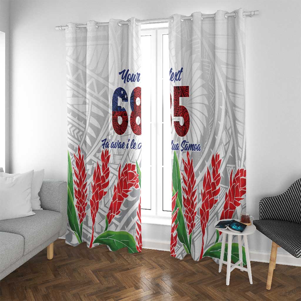 Personalised Samoa 685 Window Curtain Teuila Flower With White Samoan Tattoo