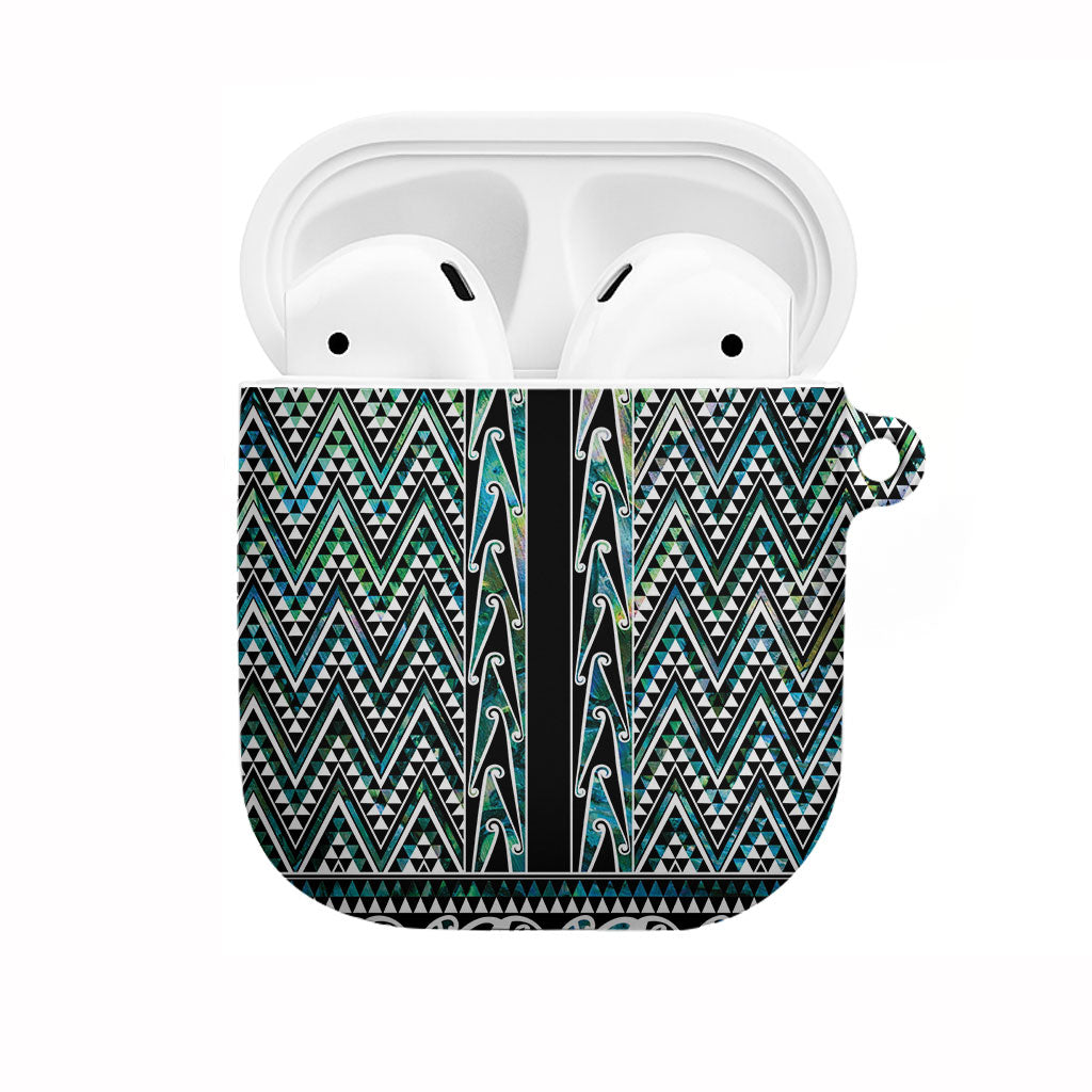 New Zealand Maori Niho Taniwha AirPods Case Papua Shell - Mangopare Puhoro Pattern