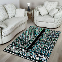 New Zealand Maori Niho Taniwha Area Rug Papua Shell - Mangopare Puhoro Pattern
