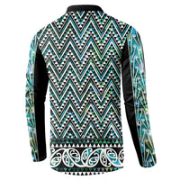 New Zealand Maori Niho Taniwha Button Sweatshirt Papua Shell - Mangopare Puhoro Pattern