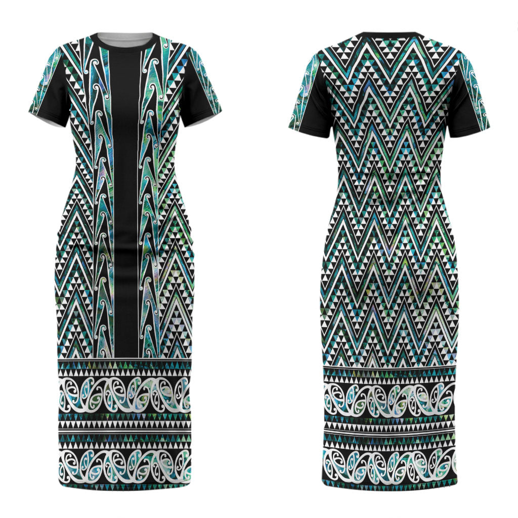 New Zealand Maori Niho Taniwha Couples Matching Short Sleeve Bodycon Dress and Hawaiian Shirt Papua Shell - Mangopare Puhoro Pattern LT9 - Polynesian Pride