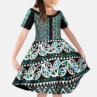 New Zealand Maori Niho Taniwha Family Matching Off Shoulder Maxi Dress and Hawaiian Shirt Papua Shell - Mangopare Puhoro Pattern