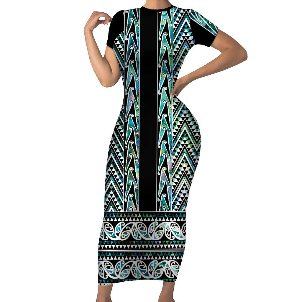 New Zealand Maori Niho Taniwha Family Matching Short Sleeve Bodycon Dress and Hawaiian Shirt Papua Shell - Mangopare Puhoro Pattern
