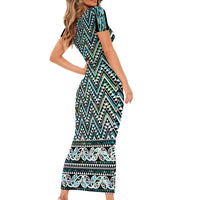 New Zealand Maori Niho Taniwha Family Matching Short Sleeve Bodycon Dress and Hawaiian Shirt Papua Shell - Mangopare Puhoro Pattern