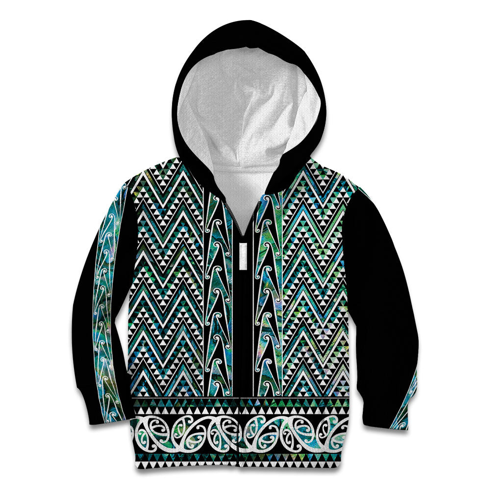 New Zealand Maori Niho Taniwha Kid Hoodie Papua Shell - Mangopare Puhoro Pattern