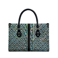 New Zealand Maori Niho Taniwha Leather Bag Papua Shell - Mangopare Puhoro Pattern