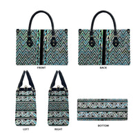 New Zealand Maori Niho Taniwha Leather Bag Papua Shell - Mangopare Puhoro Pattern