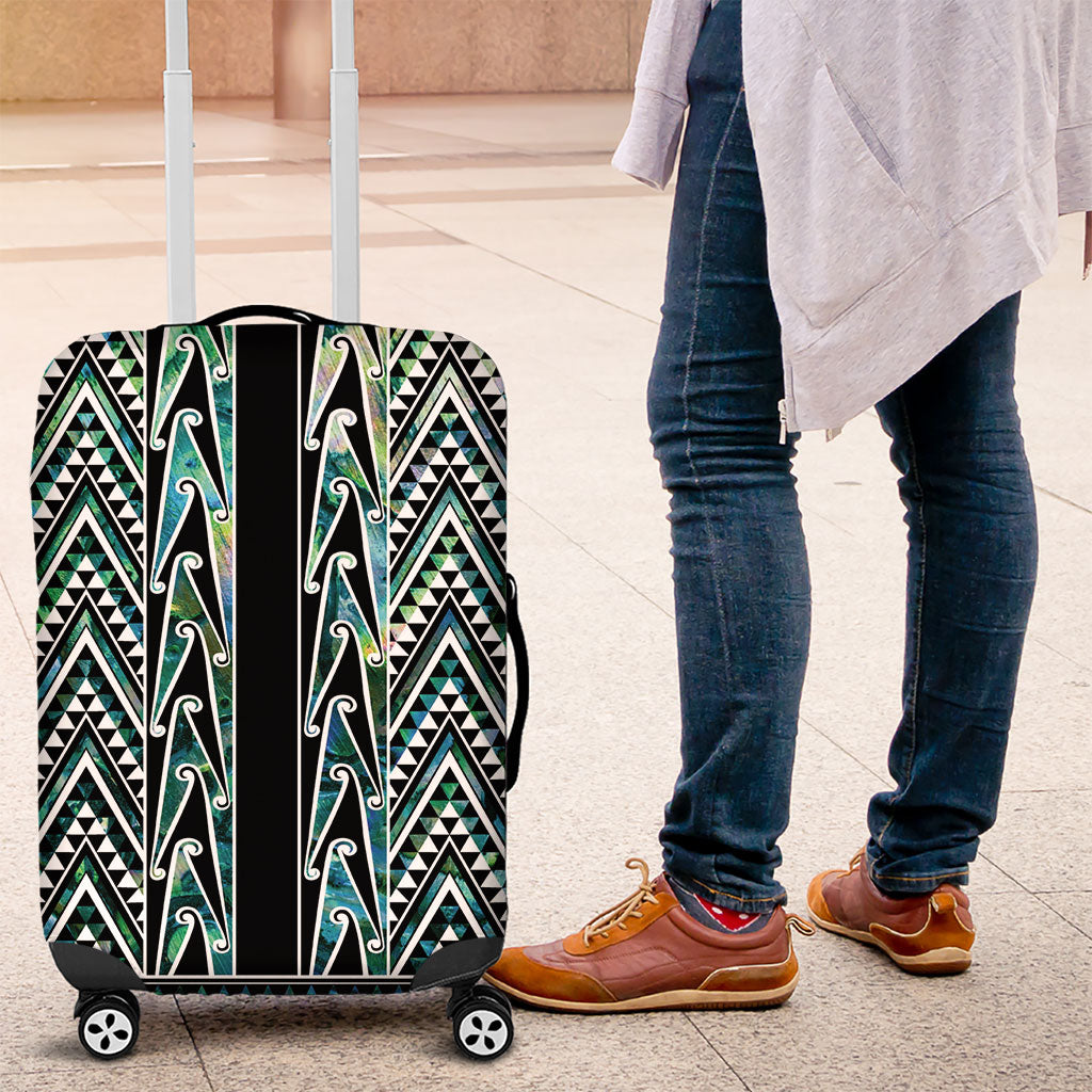 New Zealand Maori Niho Taniwha Luggage Cover Papua Shell - Mangopare Puhoro Pattern
