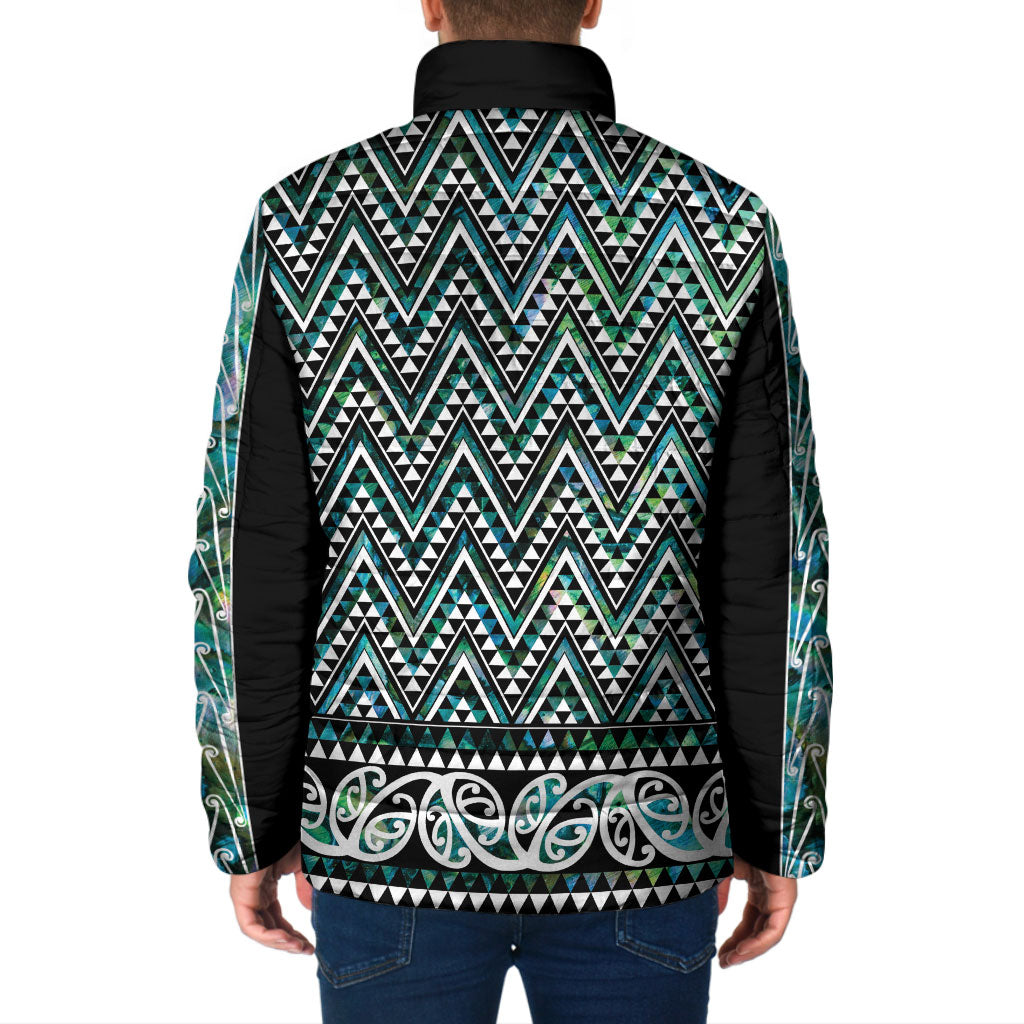New Zealand Maori Niho Taniwha Padded Jacket Papua Shell - Mangopare Puhoro Pattern