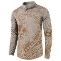 Hawaii Monk Seal and Map Button Sweatshirt Polynesian Kanaka Maoli Beige Vibe