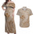 Hawaii Monk Seal and Map Couples Matching Off Shoulder Maxi Dress and Hawaiian Shirt Polynesian Kanaka Maoli Beige Vibe