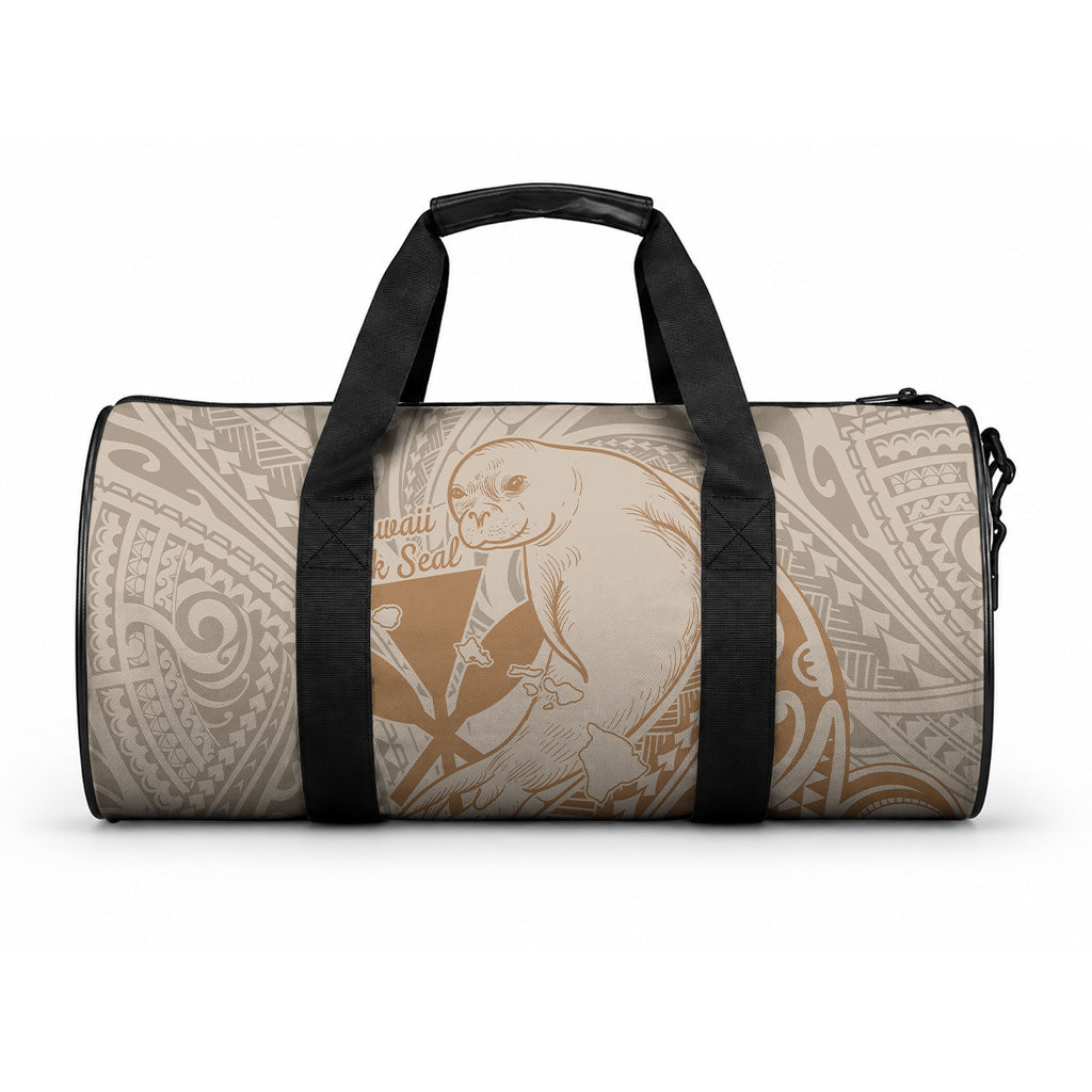 Hawaii Monk Seal and Map Duffle Bag Polynesian Kanaka Maoli Beige Vibe LT9 One size Beige - Polynesian Pride