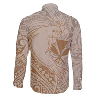 Hawaii Monk Seal and Map Family Matching Long Sleeve Bodycon Dress and Hawaiian Shirt Polynesian Kanaka Maoli Beige Vibe