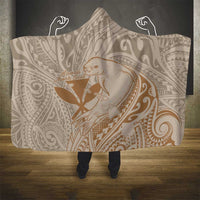 Hawaii Monk Seal and Map Hooded Blanket Polynesian Kanaka Maoli Beige Vibe