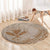 Hawaii Monk Seal and Map Round Carpet Polynesian Kanaka Maoli Beige Vibe