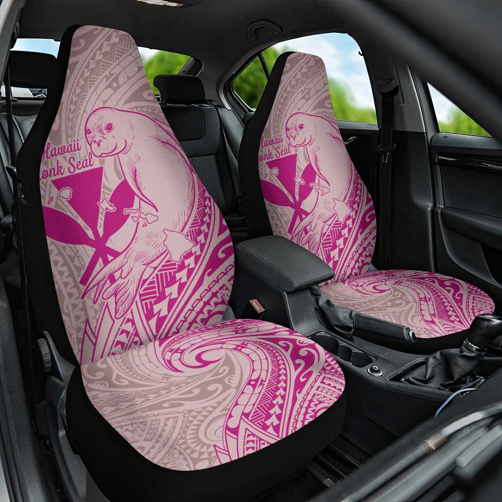 Hawaii Monk Seal and Map Car Seat Cover Polynesian Kanaka Maoli Pink Vibe