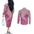 Hawaii Monk Seal and Map Couples Matching Off The Shoulder Long Sleeve Dress and Long Sleeve Button Shirt Polynesian Kanaka Maoli Pink Vibe