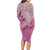 Hawaii Monk Seal and Map Long Sleeve Bodycon Dress Polynesian Kanaka Maoli Pink Vibe