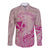 Hawaii Monk Seal and Map Long Sleeve Button Shirt Polynesian Kanaka Maoli Pink Vibe