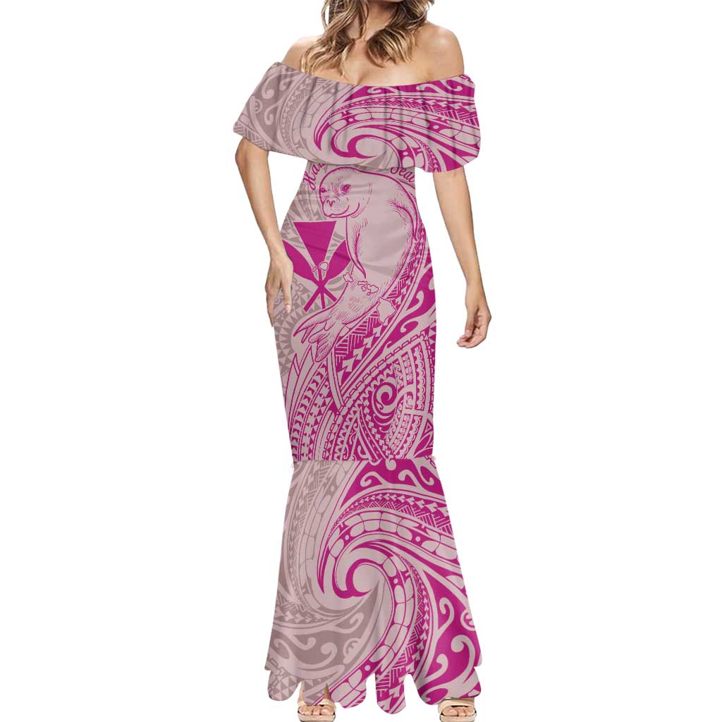 Hawaii Monk Seal and Map Mermaid Dress Polynesian Kanaka Maoli Pink Vibe
