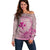 Hawaii Monk Seal and Map Off Shoulder Sweater Polynesian Kanaka Maoli Pink Vibe