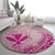 Hawaii Monk Seal and Map Round Carpet Polynesian Kanaka Maoli Pink Vibe