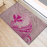 Hawaii Monk Seal and Map Rubber Doormat Polynesian Kanaka Maoli Pink Vibe