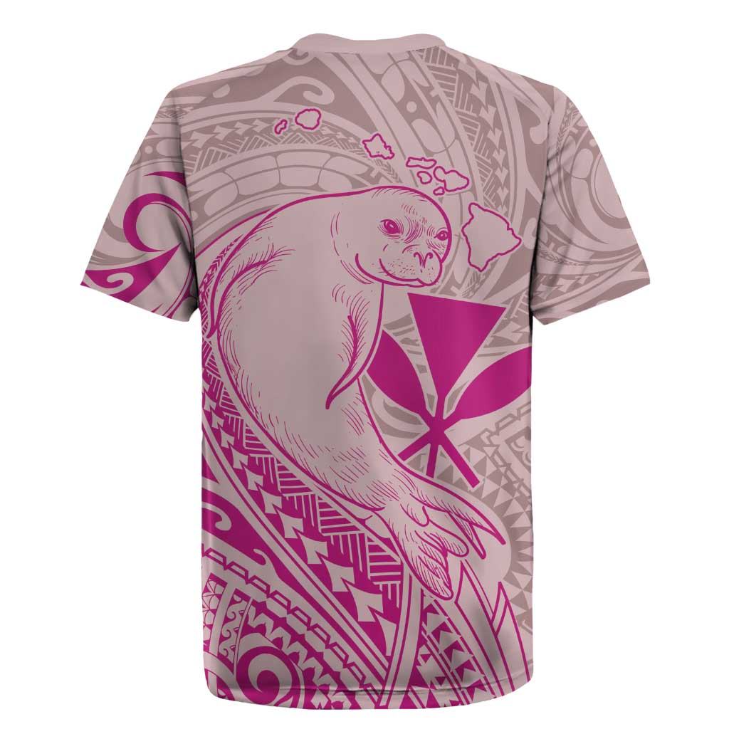 Hawaii Monk Seal and Map Rugby Jersey Polynesian Kanaka Maoli Pink Vibe