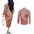 Hawaii Monk Seal and Map Couples Matching Off The Shoulder Long Sleeve Dress and Long Sleeve Button Shirt Polynesian Kanaka Maoli Red Vibe