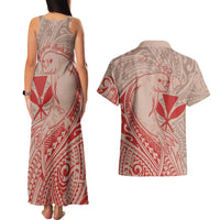 Hawaii Monk Seal and Map Couples Matching Tank Maxi Dress and Hawaiian Shirt Polynesian Kanaka Maoli Red Vibe