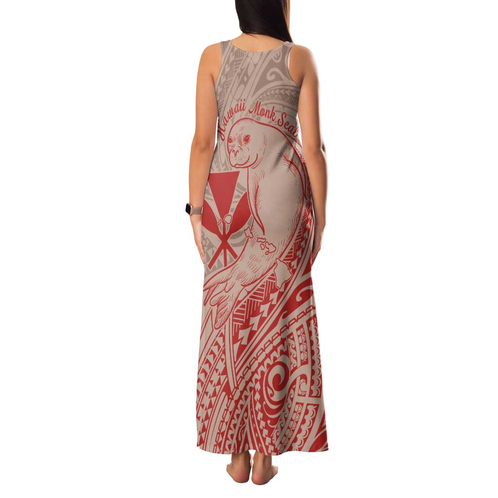 Hawaii Monk Seal and Map Family Matching Tank Maxi Dress and Hawaiian Shirt Polynesian Kanaka Maoli Red Vibe