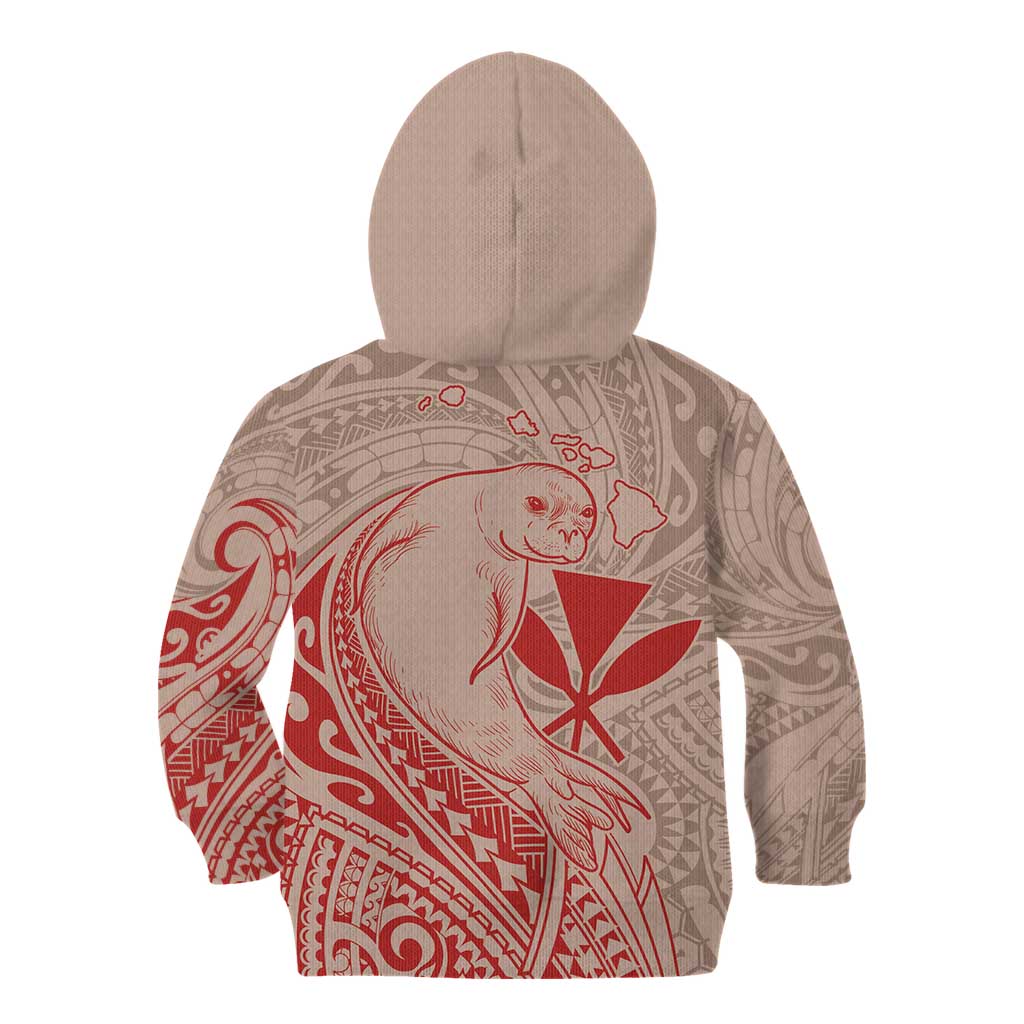 Hawaii Monk Seal and Map Kid Hoodie Polynesian Kanaka Maoli Red Vibe