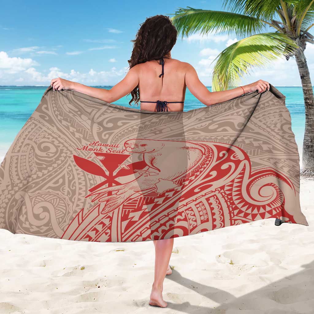 Hawaii Monk Seal and Map Sarong Polynesian Kanaka Maoli Red Vibe