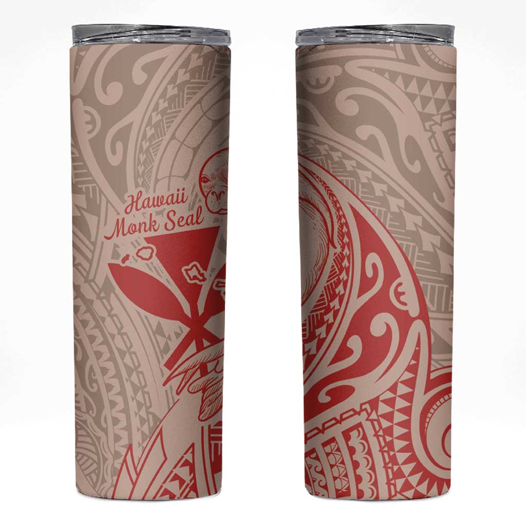 Hawaii Monk Seal and Map Skinny Tumbler Polynesian Kanaka Maoli Red Vibe