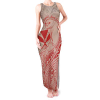 Hawaii Monk Seal and Map Tank Maxi Dress Polynesian Kanaka Maoli Red Vibe