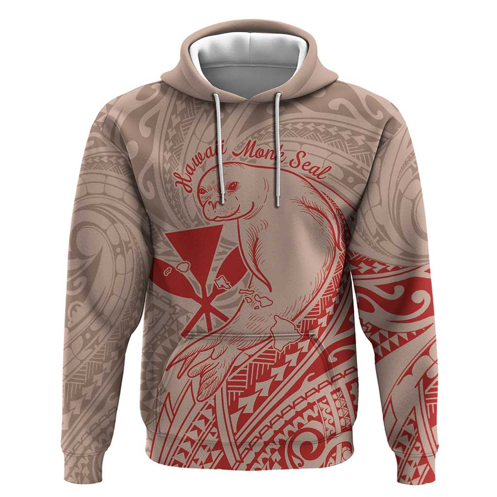 Hawaii Monk Seal and Map Zip Hoodie Polynesian Kanaka Maoli Red Vibe
