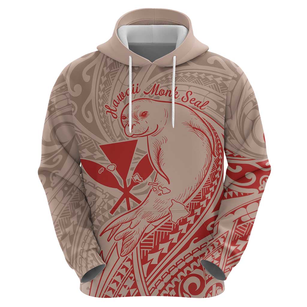 Hawaii Monk Seal and Map Zip Hoodie Polynesian Kanaka Maoli Red Vibe
