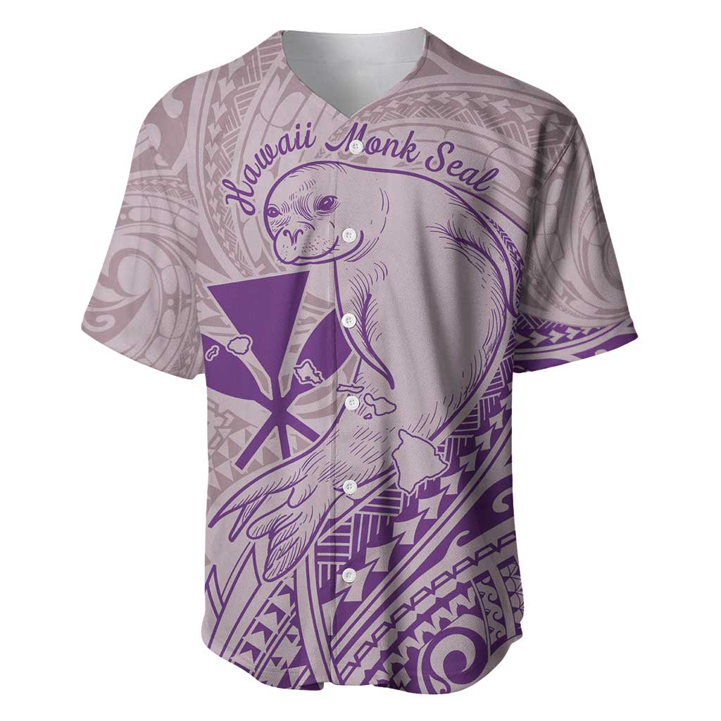 Hawaii Monk Seal and Map Baseball Jersey Polynesian Kanaka Maoli Violet Vibe