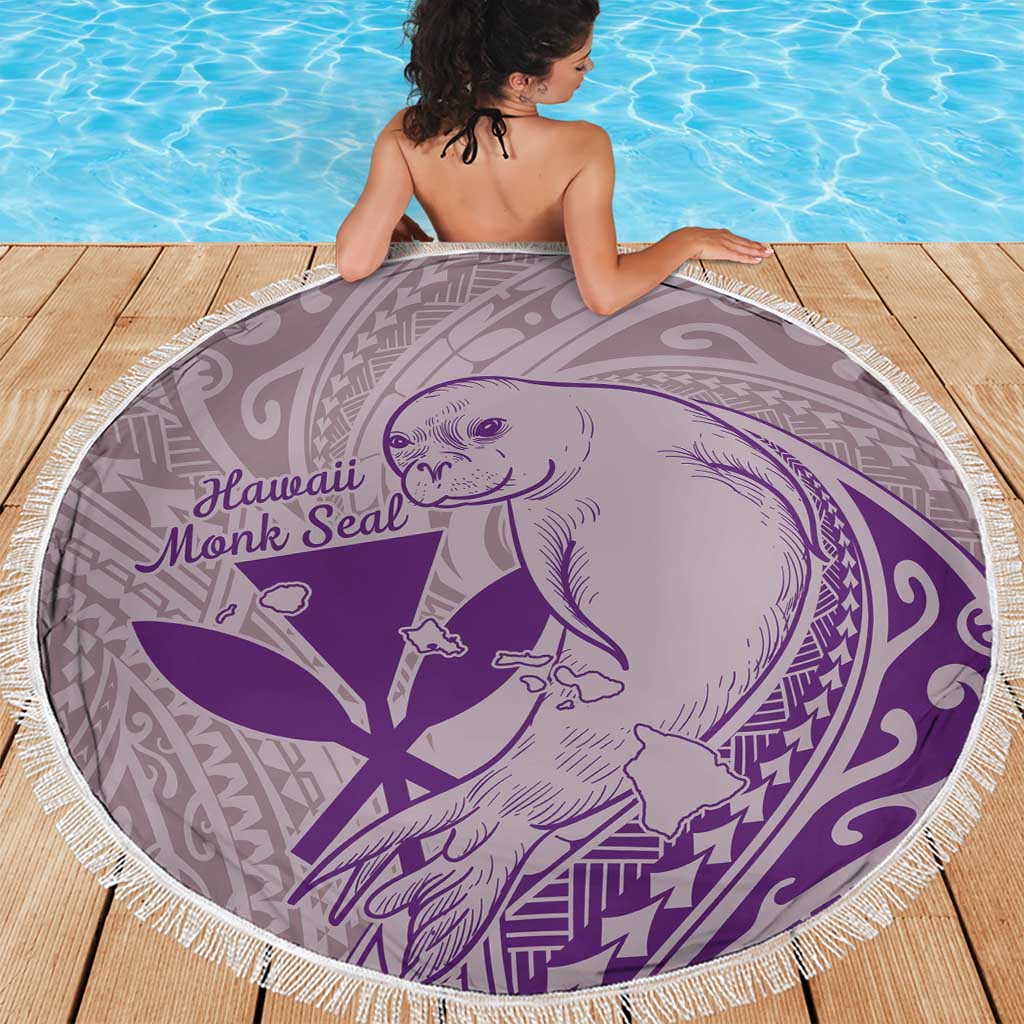 Hawaii Monk Seal and Map Beach Blanket Polynesian Kanaka Maoli Violet Vibe