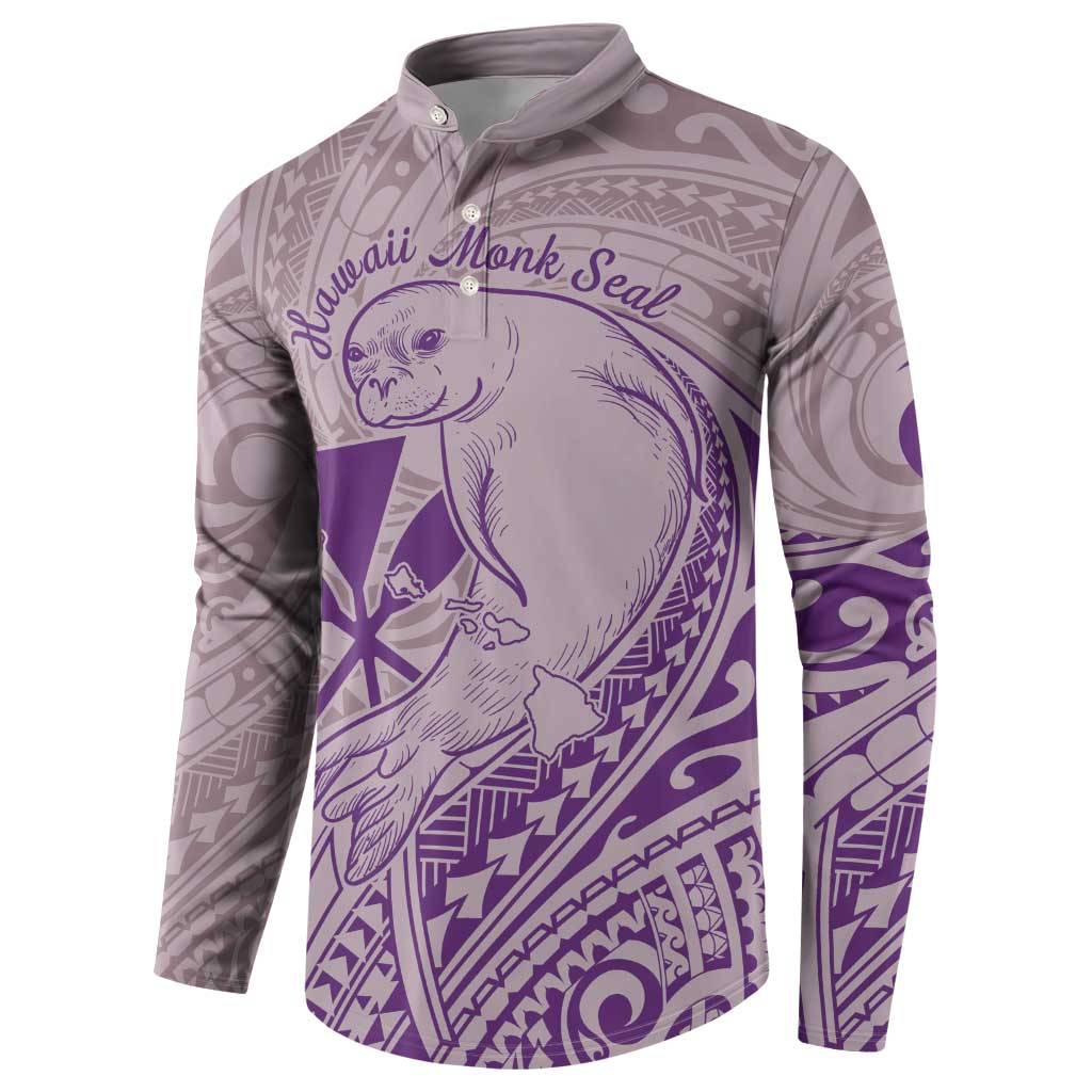 Hawaii Monk Seal and Map Button Sweatshirt Polynesian Kanaka Maoli Violet Vibe