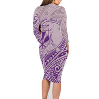 Hawaii Monk Seal and Map Family Matching Long Sleeve Bodycon Dress and Hawaiian Shirt Polynesian Kanaka Maoli Violet Vibe