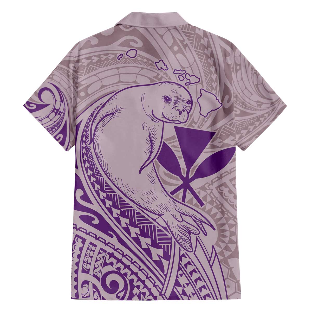 Hawaii Monk Seal and Map Family Matching Off The Shoulder Long Sleeve Dress and Hawaiian Shirt Polynesian Kanaka Maoli Violet Vibe