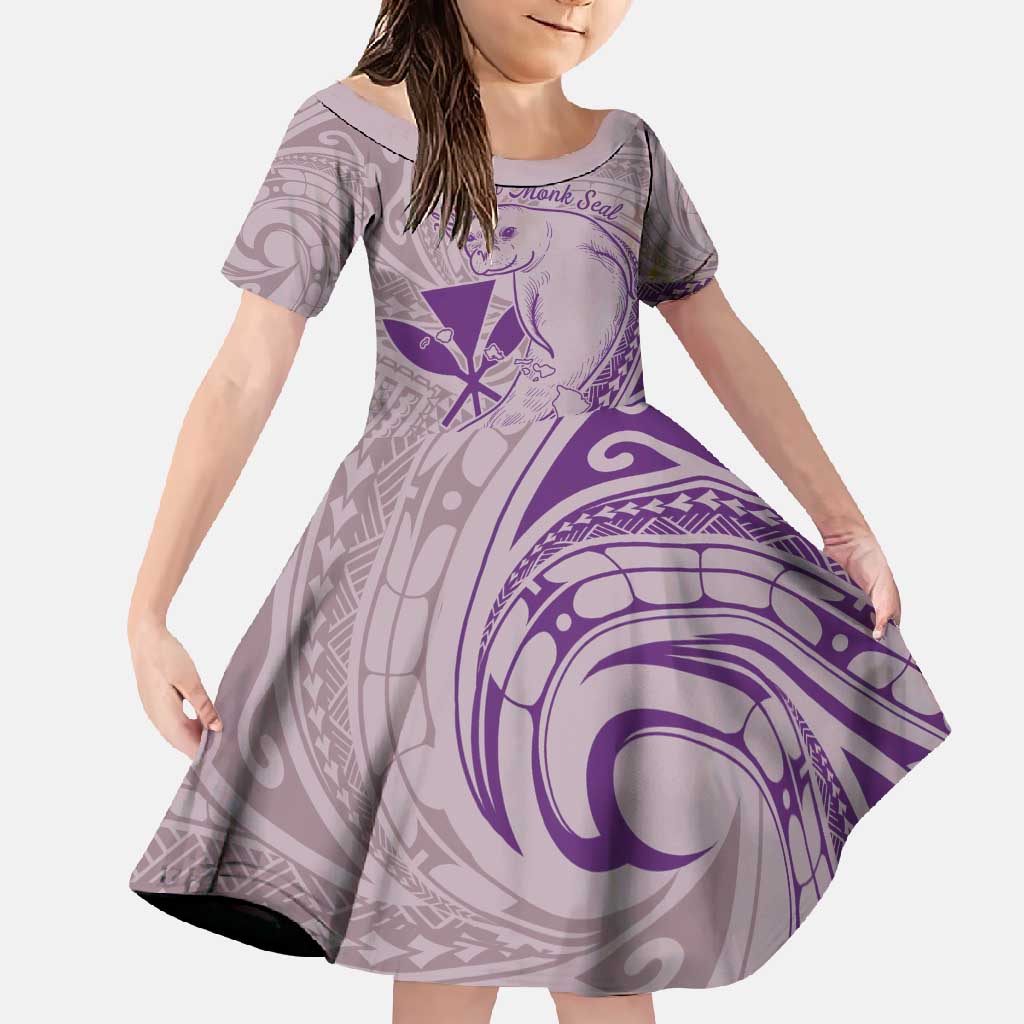 Hawaii Monk Seal and Map Family Matching Short Sleeve Bodycon Dress and Hawaiian Shirt Polynesian Kanaka Maoli Violet Vibe