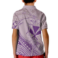 Hawaii Monk Seal and Map Kid Polo Shirt Polynesian Kanaka Maoli Violet Vibe