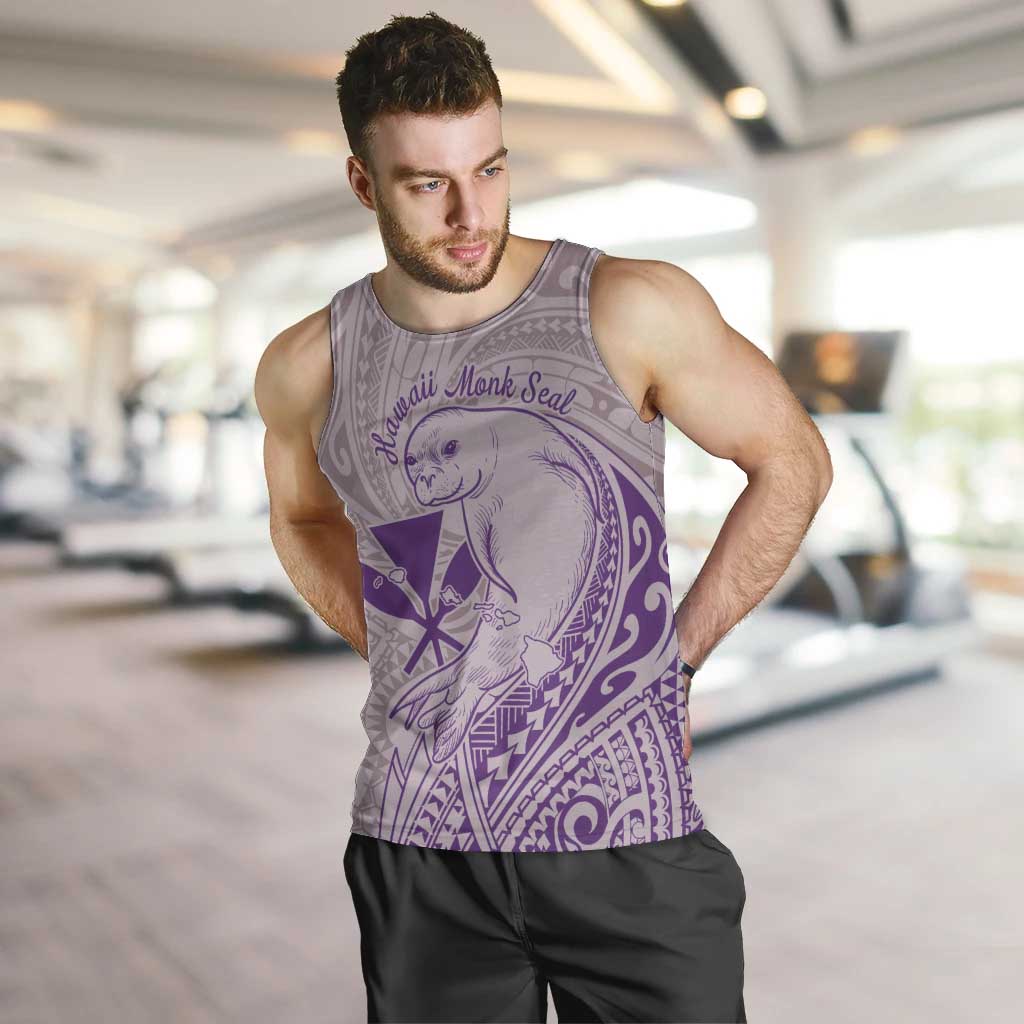 Hawaii Monk Seal and Map Men Tank Top Polynesian Kanaka Maoli Violet Vibe