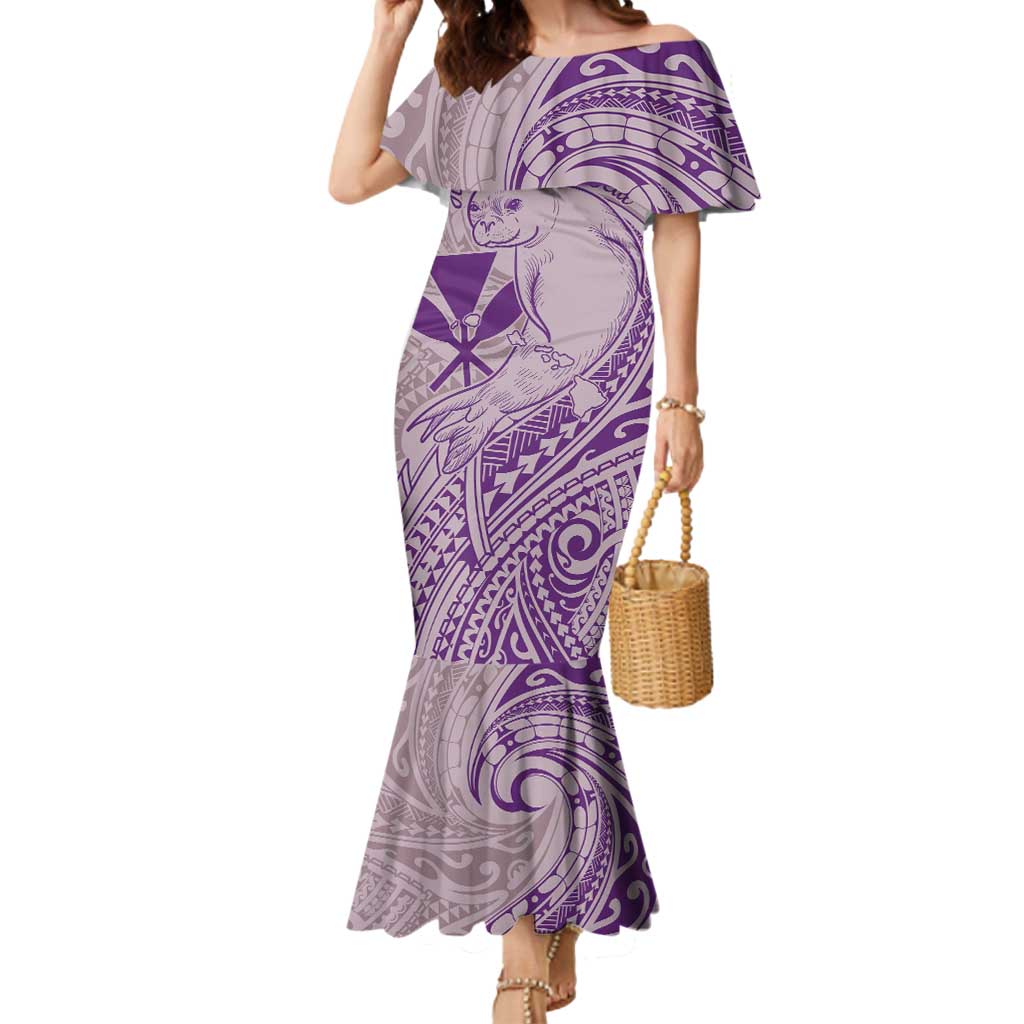 Hawaii Monk Seal and Map Mermaid Dress Polynesian Kanaka Maoli Violet Vibe