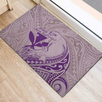 Hawaii Monk Seal and Map Rubber Doormat Polynesian Kanaka Maoli Violet Vibe
