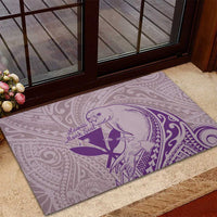 Hawaii Monk Seal and Map Rubber Doormat Polynesian Kanaka Maoli Violet Vibe